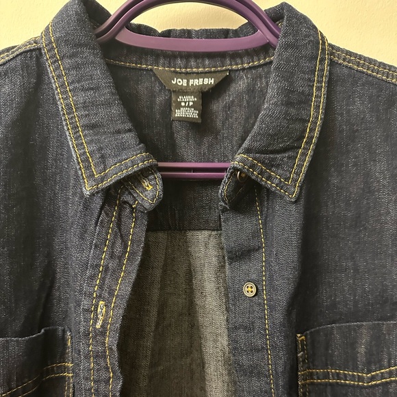 Joe Fresh Dark Wash Denim Shirt | Size S - Picture 2 of 5